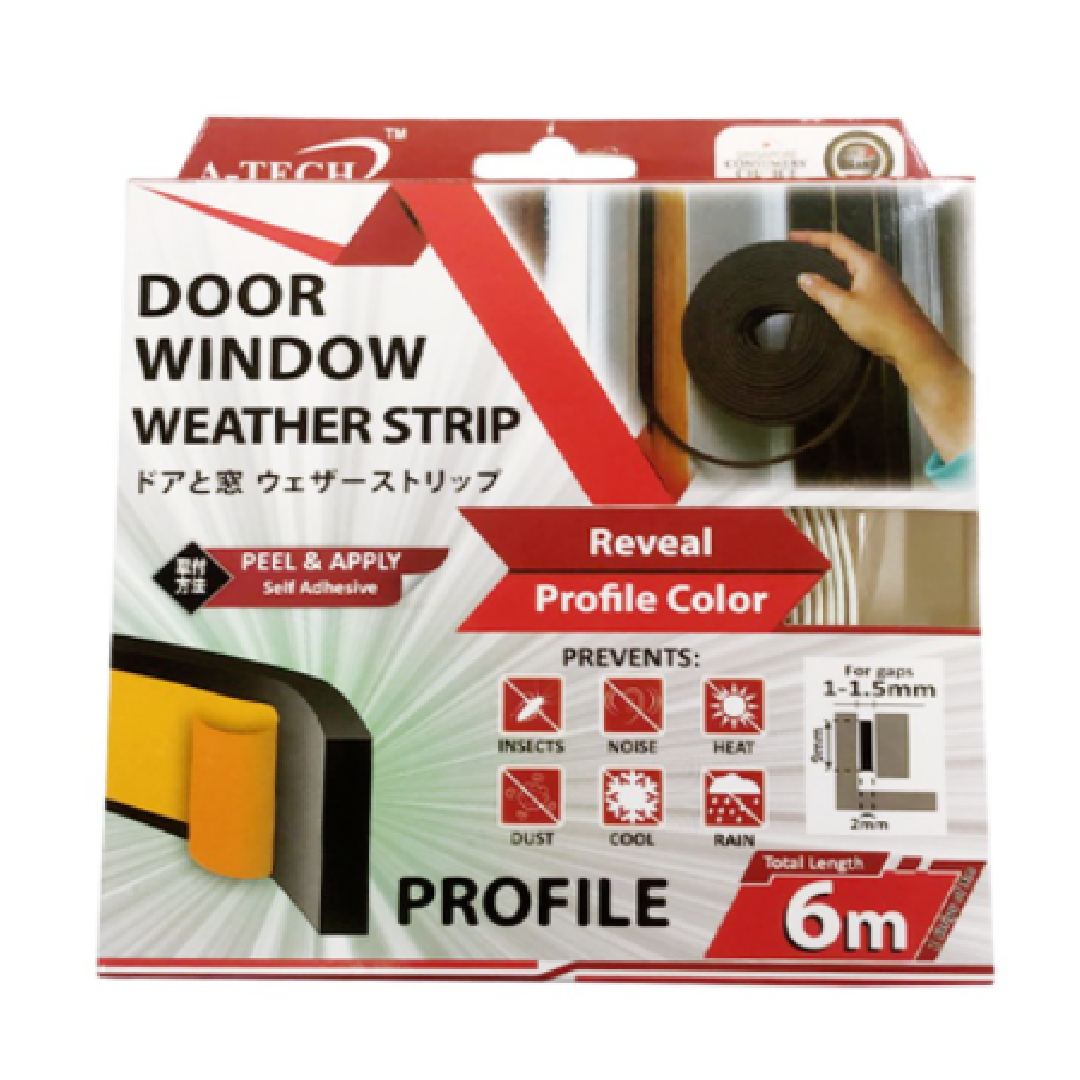Self Adhesive Door & Window Weatherproof Seal FLAT-PROFILE 6M/Roll